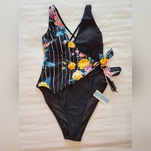 Cupshe One Piece Floral Wrap Swimsuit, Size XL
